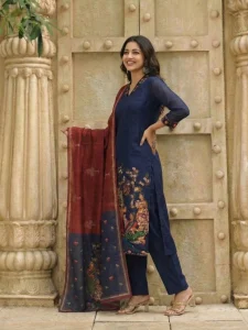clothstory Embroidered Kurta, Trouser/Pant & Dupatta Set