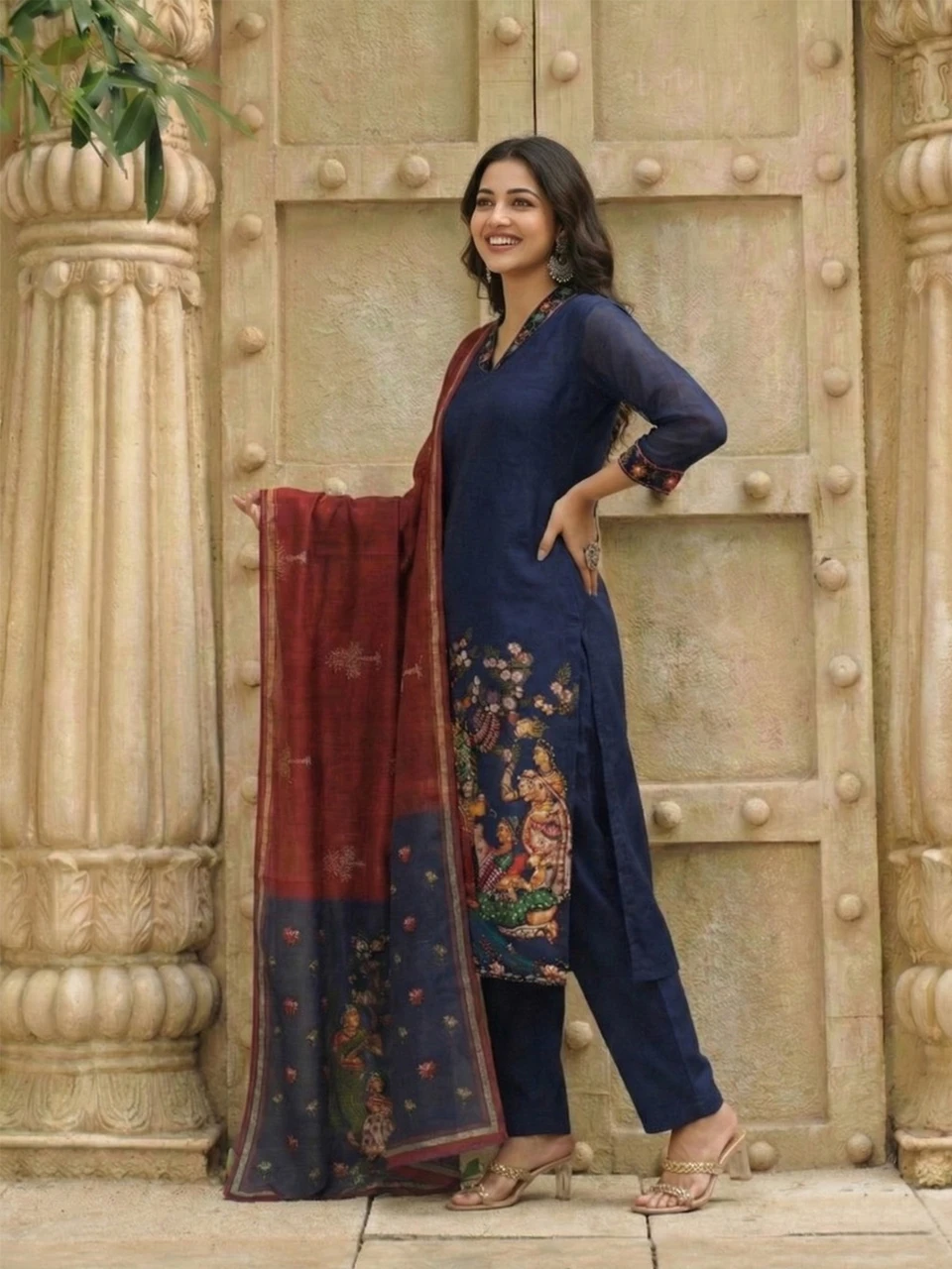 clothstory Embroidered Kurta, Trouser/Pant & Dupatta Set
