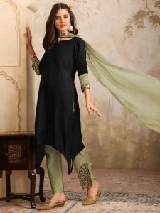 Youthnic Women Cotton Silk Kurta Pant Dupatta Set